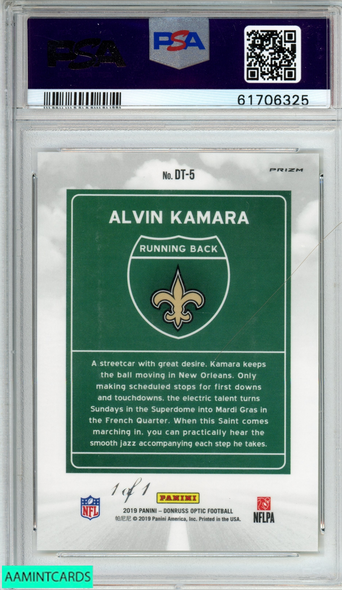 2019 PANINI DONRUSS OPTIC DOWNTOWN ALVIN KAMARA #DT5 GOLD VINYL 1 OF 1 PSA 10 61706325