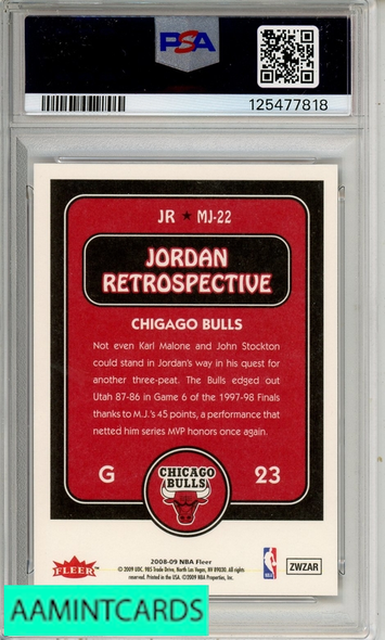 2008 FLEER JORDAN RETROSPECTIVE MICHAEL JORDAN #MJ-22 PSA 10 GEM MT 125477818