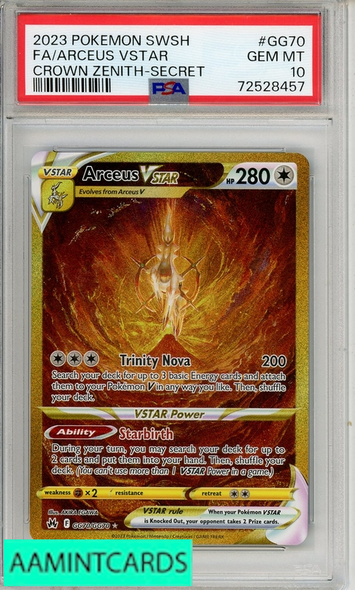2023 POKEMON SWORD SHIELD CROWN ZENITH FA ARCEUS VSTAR #GG70 SECRET PSA 10 72528457