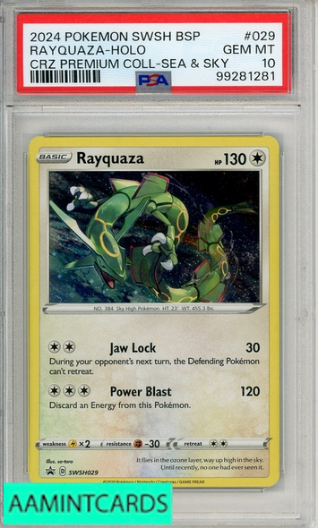 2024 POKEMON SWSH BSP RAYQUAZA-HOLO #029 CRZ PREMIUM COLL-SEA SKY PSA 10 GEM MT 99281281
