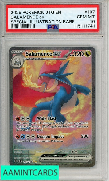 2025 POKEMON JTG EN-JOURNEY TOGETHER SALAMENCE EX #187 SIR PSA 10 GEM MT 115111741