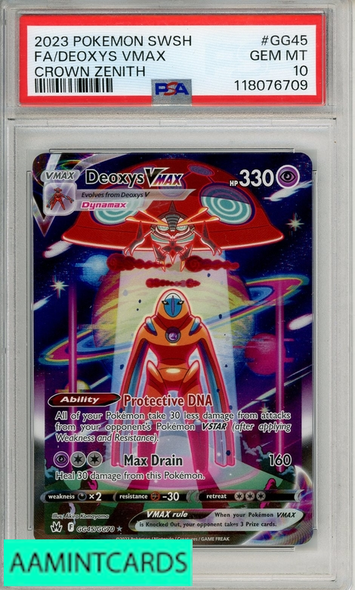 2023 POKEMON SWORD AND SHIELD CROWN ZENITH FA DEOXYS VMAX #GG45 PSA 10 118076709