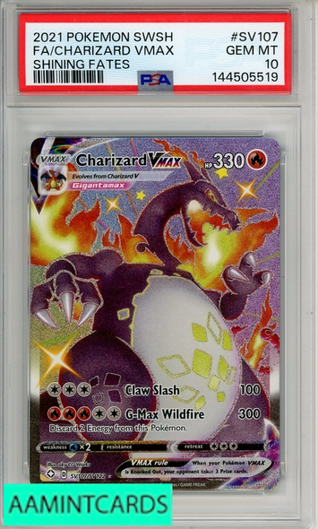 2021 POKEMON SWORD SHIELD SHINING FATES FA CHARIZARD VMAX #SV107  PSA 10 144505519
