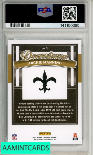 2025 PANINI DONRUSS DOWNTOWN ARCHIE MANNING #5 PSA 9 MINT 141150395