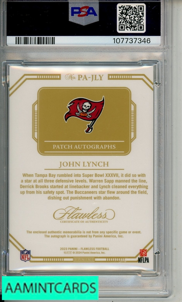 2023 PANINI FLAWLESS PATCH AUTOGRAPHS JOHN LYNCH #PAJLY PSA 10 AUTO 9 107737346