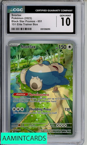 2023 POKEMON BSP 151 ETB SNORLAX #51 CGC 10 6101356293