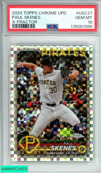 2024 TOPPS CHROME UPDATE PAUL SKENES #USC27 X-FRACTOR RC PSA 10 GEM MT 135081996