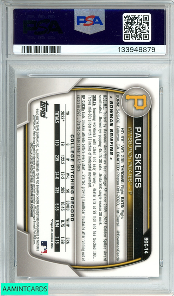 2023 BOWMAN DRAFT PAUL SKENES #BDC14 CHROME PSA 10 GEM MT 133948879
