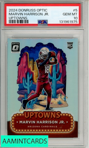 2024 PANINI DONRUSS OPTIC UPTOWNS MARVIN HARRISON JR  #5 PSA 10 RC 131961975