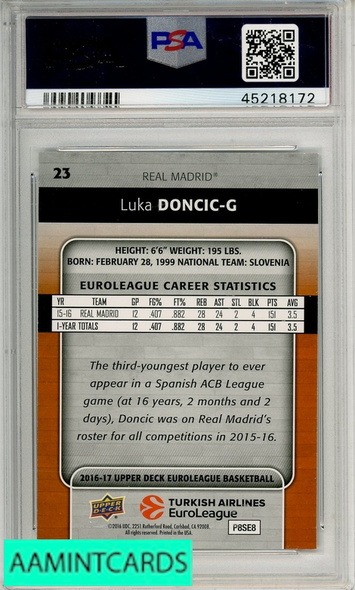 2016 UPPER DECK EUROLEAGUE LUKA DONCIC #23 RAINBOW FOIL PSA 9 MINT 45218172