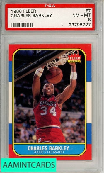 1986 FLEER CHARLES BARKLEY #7 PSA 8 NM-MT  RC 23795727