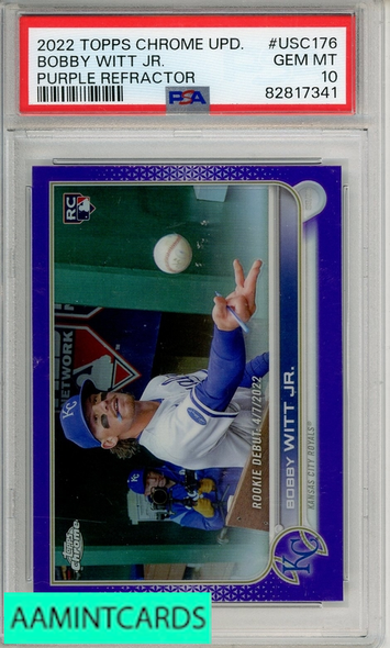 2022 TOPPS CHROME UPDATE BOBBY WITT JR  #USC176 PURPLE REFRACTOR PSA 10 RC 82817341