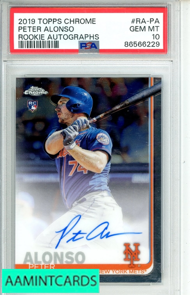 2019 TOPPS CHROME ROOKIE AUTOGRAPHS PETER ALONSO #RA-PA PSA 10 GEM MT  RC 86566229