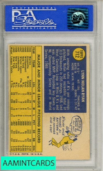 1970 TOPPS NOLAN RYAN #712 PSA 7 NM 06001272