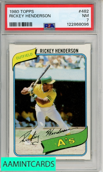 1980 TOPPS RICKEY HENDERSON #482 PSA 7 NM  RC 122868096