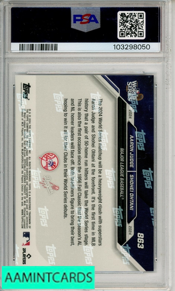 2024 TOPPS NOW JUDGE OHTANI #863 PSA 10 GEM MT 103298050
