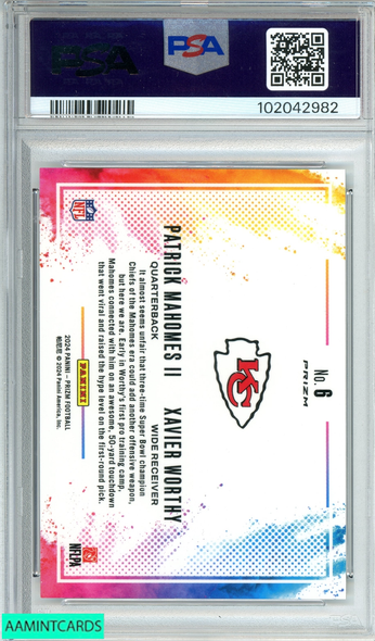 2024 PANINI PRIZM MAHOMES II WORTHY #6 COLOR BLAST DUOS RC PSA 10 GEM MT 102042982