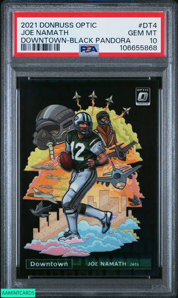 2021 PANINI DONRUSS OPTIC DOWNTOWN JOE NAMATH #DT4 BLACK PANDORA 17 OF 25 PSA 10 106655868