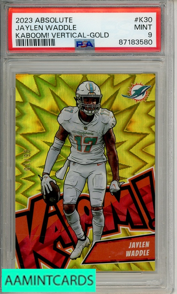 2023 PANINI ABSOLUTE KABOOM! VERTICAL JAYLEN WADDLE #K30 KABOOM! VERTICAL-GOLD PSA 9 MINT 87183580