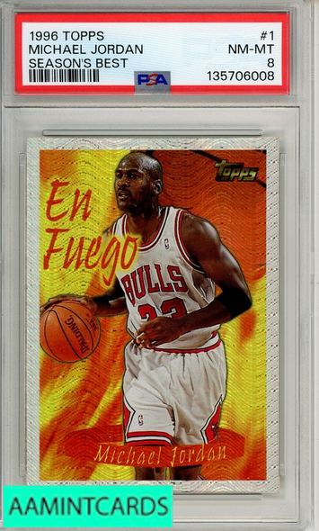 1996 TOPPS SEASON S BEST MICHAEL JORDAN #1 SEASONS BEST PSA 8 NM-MT 135706008