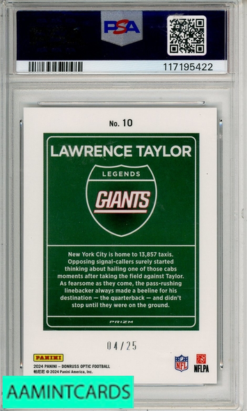 2024 PANINI DONRUSS OPTIC DOWNTOWN LEG LAWRENCE TAYLOR #10 BLK PANDORA PSA 9 117195422
