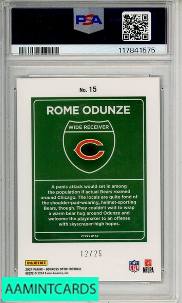 2024 PANINI DONRUSS OPTIC DOWNTOWN! ROME ODUNZE #15 BLACK PANDORA PSA 10 RC 117841575