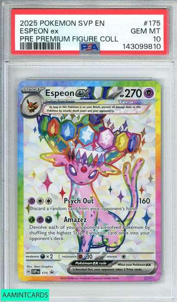2025 POKEMON SVP EN-SV BLACK STAR PROMO ESPEON EX #175 PRE PREMIUM FIGURE COLL PSA 10 143099810