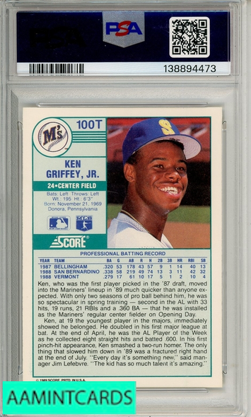 1989 SCORE TRADED KEN GRIFFEY JR  #100T PSA 10 GEM MT RC 138894473