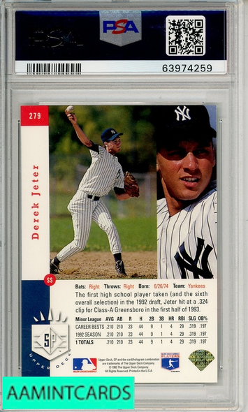 1993 SP DEREK JETER #279 FOIL PSA 7 NM RC 63974259