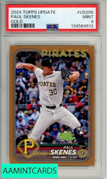 2024 TOPPS UPDATE PAUL SKENES #US288 GOLD PSA 9 MINT  RC 134564612