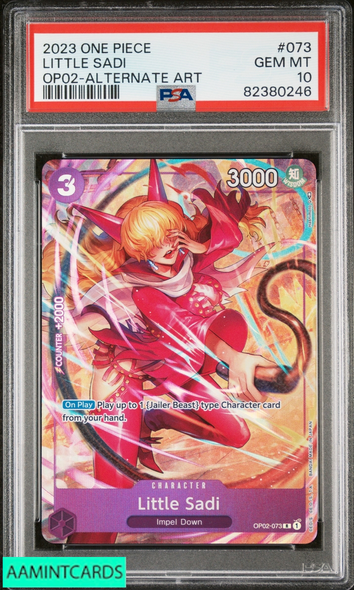 2023 ONE PIECE OP02-PARAMOUNT WAR LITTLE SADI #073 ALTERNATE ART PSA 10 GEM MT 82380246