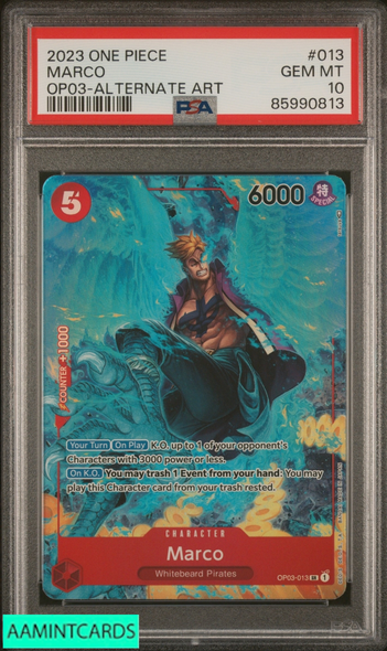 2023 ONE PIECE OP03-PILLARS OF STRENGTH MARCO #013 ALTERNATE ART PSA 10 GEM MT 85990813