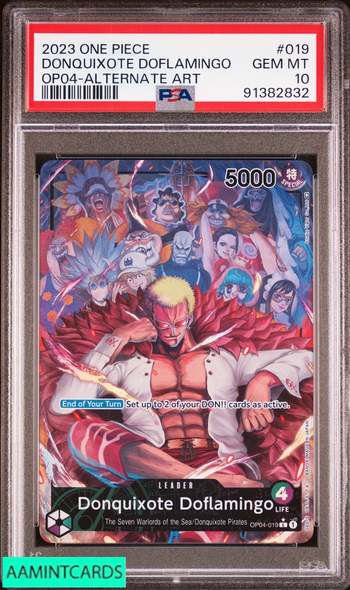 2023 ONE PIECE OP04-KINGDOM OF INTRIGUE DONQUIXOTE DOFLAMINGO #019 ALTART PSA 10 91382832