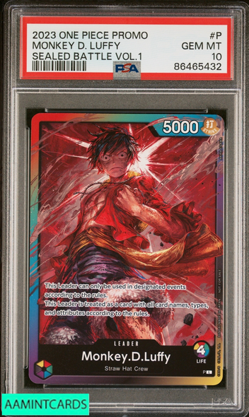 2023 ONE PIECE PROMOS MONKEY D  LUFFY #P SEALED BATTLE VOL 1 PSA 10 GEM MT 86465432