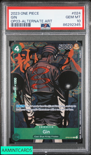2023 ONE PIECE OP03-PILLARS OF STRENGTH GIN #024 ALTERNATE ART PSA 10 GEM MT 86292345