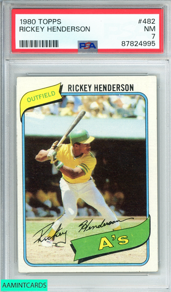 1980 TOPPS RICKEY HENDERSON #482 OAKLAND AS RC PSA 7 NM 87824995