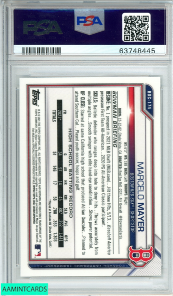 2021 BOWMAN DRAFT MARCELO MAYER #BDC174 CHROME-B W RAYWAVE REF 1ST PSA 9 MINT 63748445