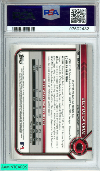 2022 BOWMAN MEGA BOX ELLY DE LA CRUZ #50 CHROME 1ST RC PSA 10 GEM MT 97602432