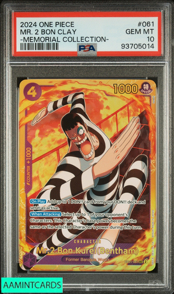 2024 ONE PIECE EB01-EXTRA BOOSTER MEMORIAL COLLECTION MR 2 BON CLAY #061 PSA 10 93705014