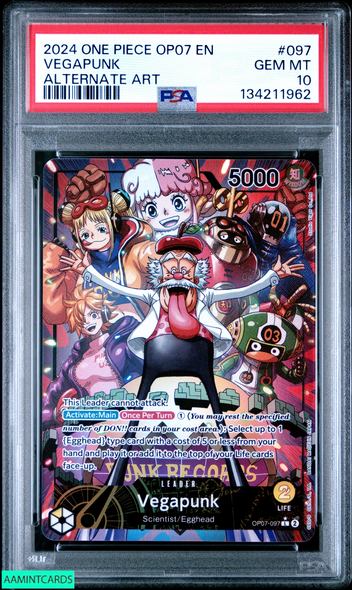 2024 ONE PIECE OP07-500 YEARS IN THE FUTURE VEGAPUNK #097 ALTERNATE ART PSA 10 134211962