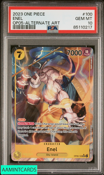 2023 ONE PIECE OP05-AWAKENING OF THE NEW ERA ENEL #100 ALTERNATE ART PSA 10 85110217