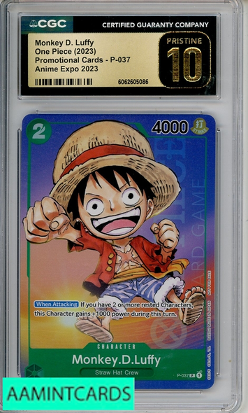 2023 ONE PIECE PROMO ANIME EXPO MONKEY D LUFFY #P-037 CGC 10 PRISTINE 6062605086