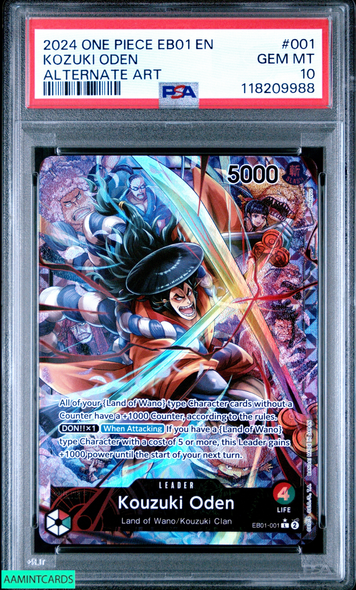 2024 ONE PIECE EB01-EXTRA BOOSTER MEMORIAL COLL KOZUKI ODEN #001 ALT ART PSA 10 118209988