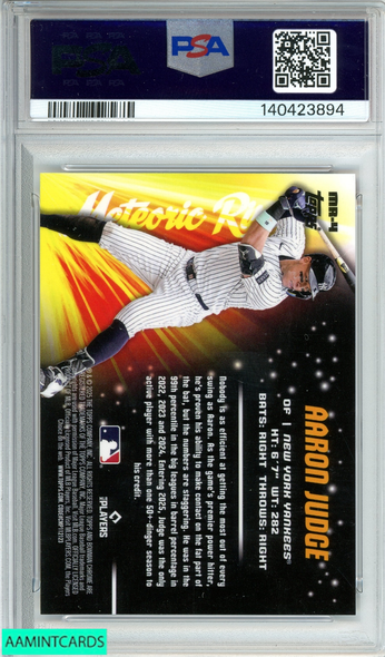 2025 BOWMAN CHROME METEORIC RISE AARON JUDGE #MR-4 PSA 10 GEM MT 140423894