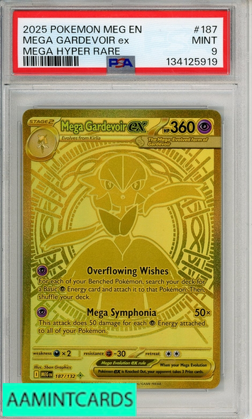 2025 POKEMON MEG EN-MEGA EVOLUTION MEGA GARDEVOIR EX #187 MEGA HYPER RARE PSA 9 134125919