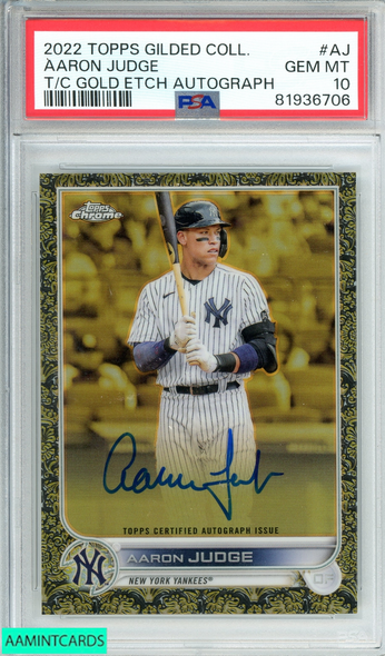 2022 TOPPS GILDED COLL AARON JUDGE #AJ T C GOLD ETCH AUTO 11 OF 30 PSA 10 81936706