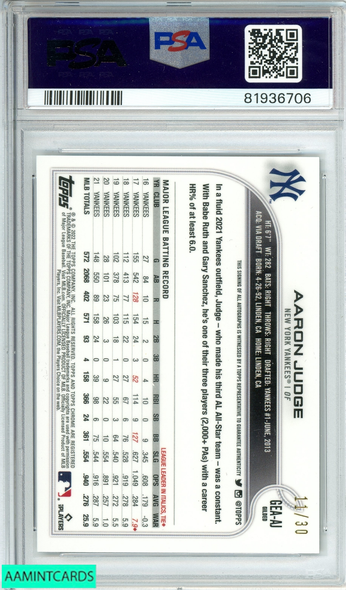 2022 TOPPS GILDED COLL AARON JUDGE #AJ T C GOLD ETCH AUTO 11 OF 30 PSA 10 81936706