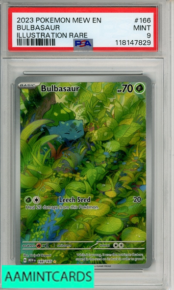 2023 POKEMON MEW EN-151 BULBASAUR #166 ILLUSTRATION RARE PSA 9 MINT 118147829