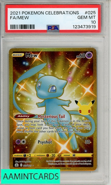 2021 POKEMON CELEBRATIONS FA MEW #025 PSA 10 GEM MT 123473919