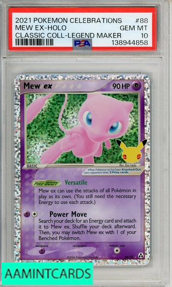 2021 POKEMON CELEBRATIONS CLASSIC COLL MEW EX-HOLO #88 LEGEND MAKER PSA 10 138944858